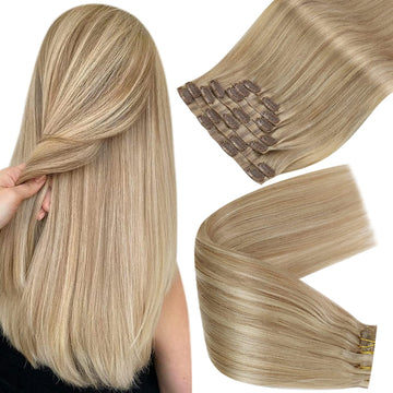 Fshine Pu Seamless Clip in Extensions 100% Human Hair Balayage #16P22 - FShine Shop
